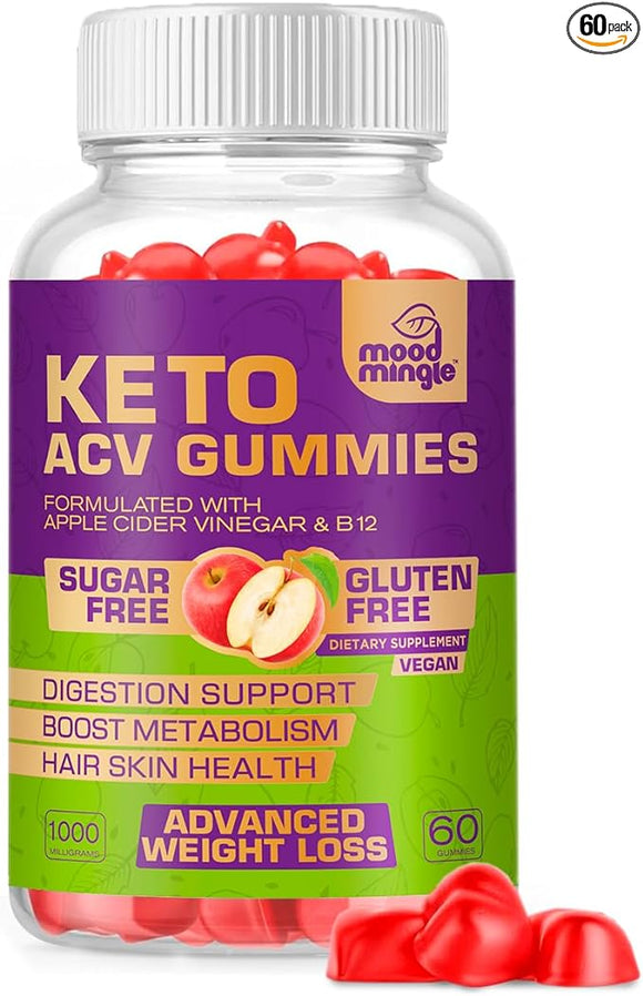 Keto Acv Gummies for Advanced Weight Loss & Belly Fat Burn - Pro Active Super Apple Cider Vinegar Gummies - Rapid Fat Burner Diet Supplement for Women Men - Sugar Free & Gluten Free (1000MG)