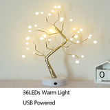 Night Light Home Decoration Bonsai Style Party Cherry Tree Shape LED Light DIY Firework Christmas Gift Plants Switch Copper