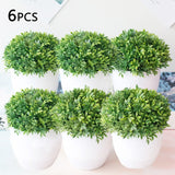 6 PCS NEW Artificial Plants Bonsai Small Tree Pot Plants Fake Flowers Potted Ornaments For Home Decoration Hotel Garden Decor