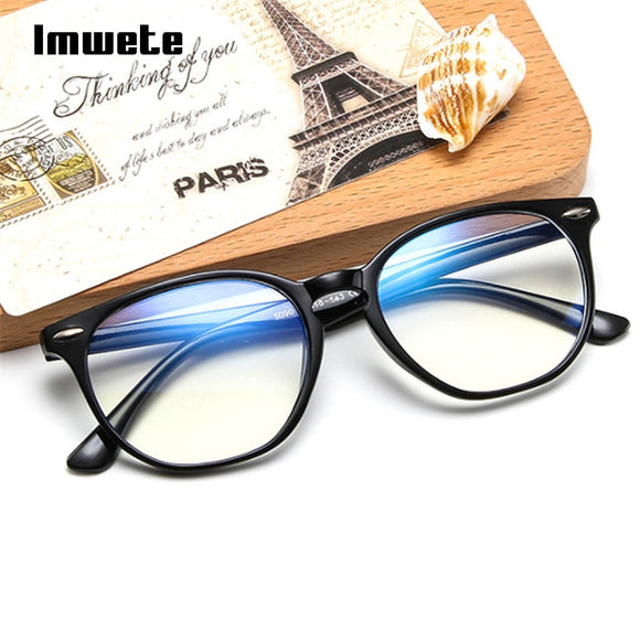 Imwete Anti Blue Light Computer Glasses Frame Men Women Transparent Gaming Glasses Frames Protection Eye Retro Spectacles Frames